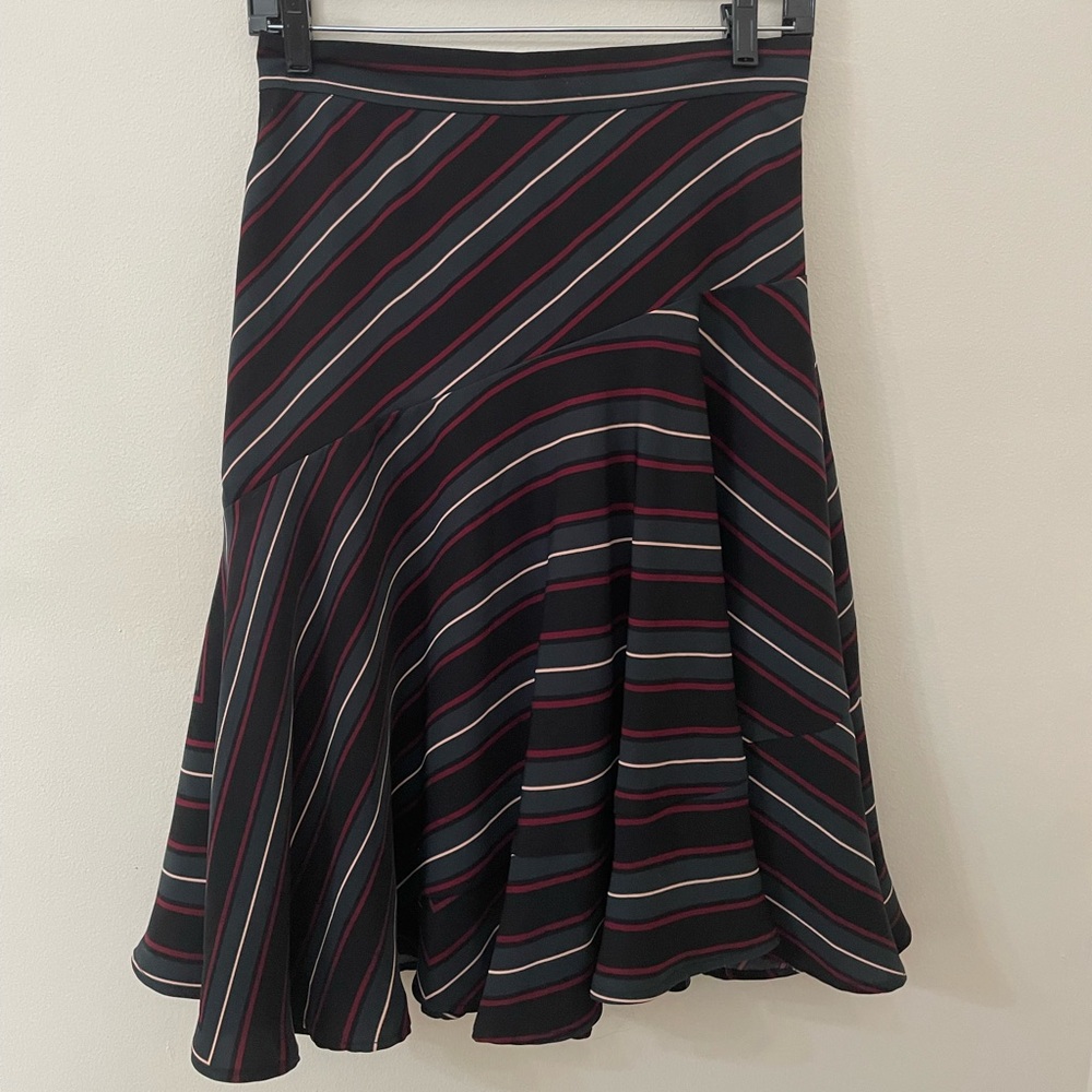 Ann Taylor Asymmetrical Striped Skirt in Black and Red